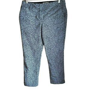 Boden Women's Blue Tone on Tone Polka Dot Ankle Pants Size 6 Petite Flat Front